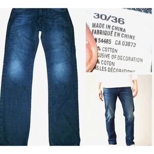 American Eagle Flex Slim Straight Stretchy Jeans Whiskered Mens Size 30x34 Work